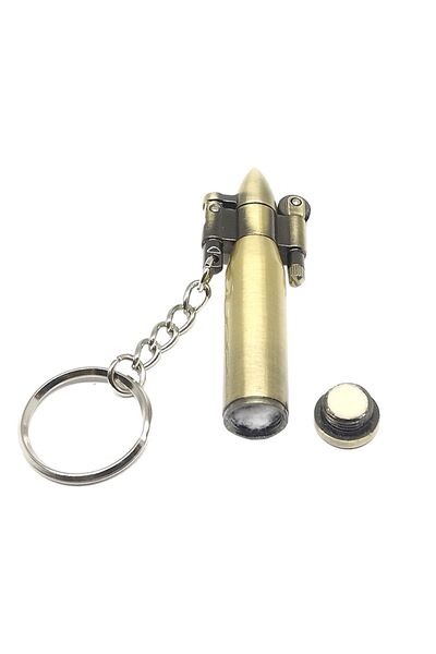 hiçdurmaal Anahtarlık Özellikli Komple Metal Mermi Şeklinde Benzinli Çakmak 1 Adet