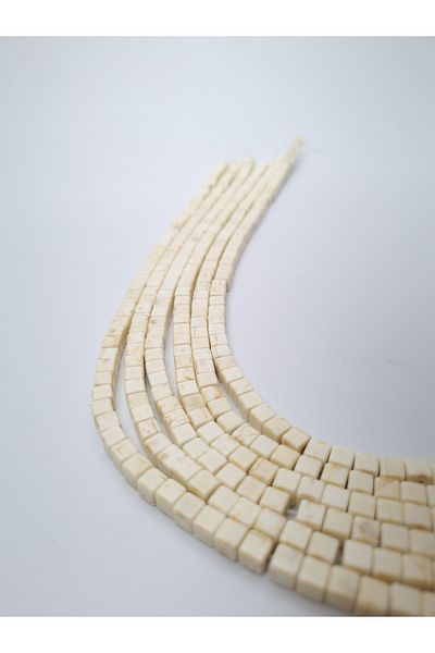 Yüksel Boncuk 5 mm White and Turquoise Stone Detailed Natural Stone String