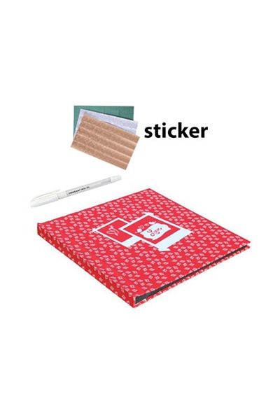 Dijital Dünyası LOVE Patterned 30x30 Large Size Memory Book (20 Pages-40 Sheets)&White Pen&Sticker Gift