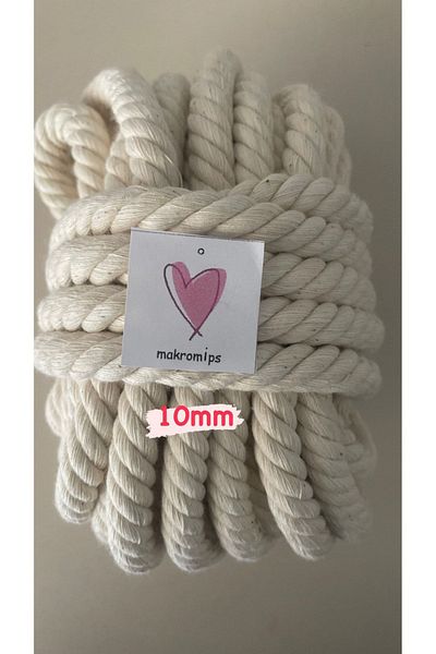 Makromİps Σχοινί Μακραμέ 10mm-10 μέτρα Βαμβακερό σχοινί Στριφτό Πλεκτό Σχοινί Χόμπι