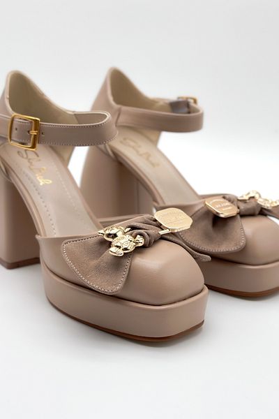 Shoebutik Pantofi de damă din piele cu platformă Sky Skin - Teddy Bear Catarama