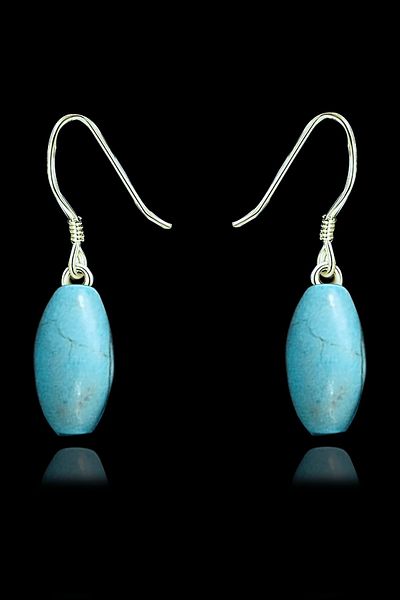 Tesbih Atölyesi Turquoise Barley Cut Certified Earrings - Turquoise Stone