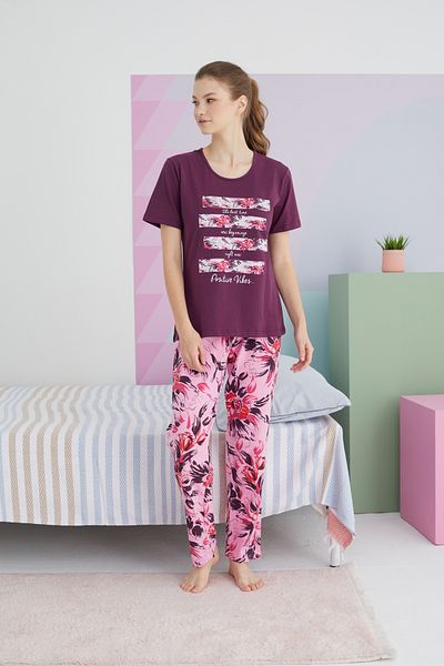 Siyah İnci Colorful Cotton Knitted Pajama Set