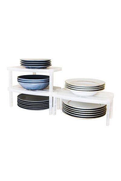 Dükkanönü 2-Piece Decobella Transparent In-Cabinet Multi-Layer Shelf Plate Cup Spice Rack Bathroom Kitchen Shelf