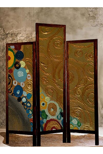 Modacanvas Masif Ahşap Kumas Asimetrik Paravan