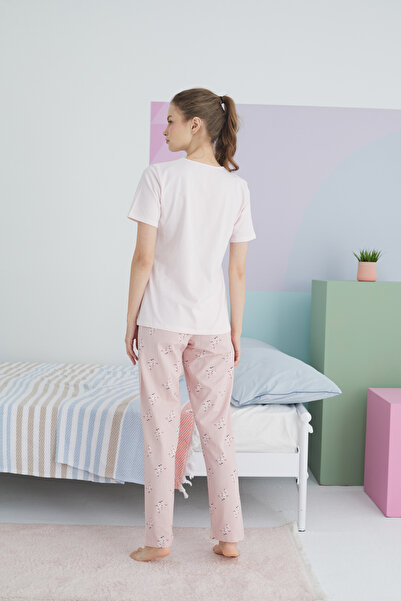 Siyah İnci Colorful Cotton Knitted Pajama Set