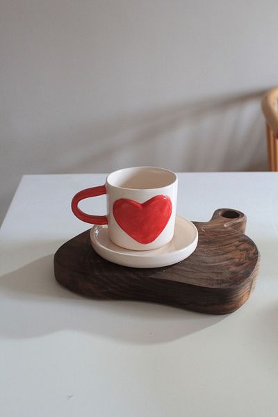 sukupotCeramics Red Heart Handmade Cup