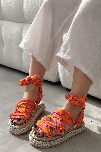 Shoebutik Orange Bandana - Flat Sole Women's Sandals