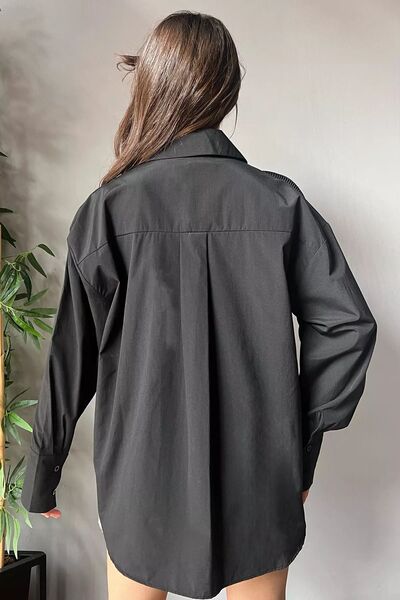 GÜLSELİ Fekete rózsa részletes stílusú női ing