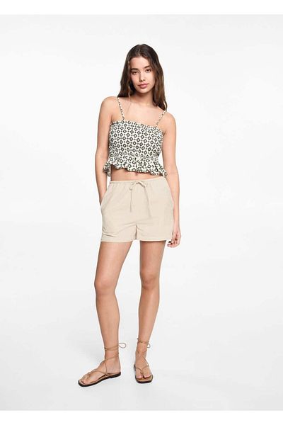 Mango Teen Ecru Shorts for Kids
