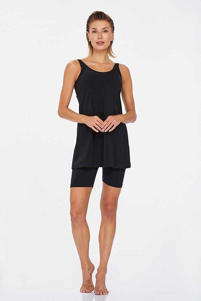 LAPIENO Women's Black Swimsuit - With Straps and Tights C5T5N8O3