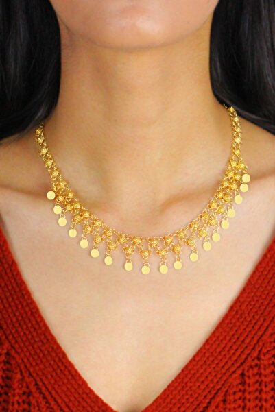 Midyat Nurtaş Gümüş Iki Sıra Altın Kaplama Kişniş Midyat Gümüş Gerdanlık Kolye