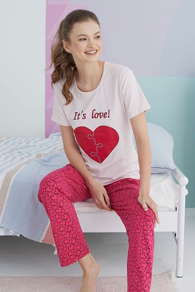 Siyah İnci Colorful Cotton Knitted Pajama Set