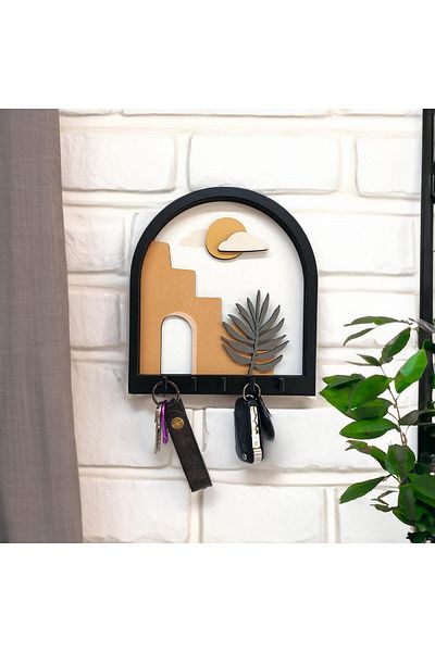 CajuArt Aesthetic Architectural Design - Abstract Pastel, Dimensional Wall Hanging Keychain