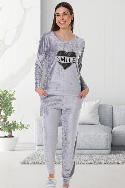Bella Linda Embroidered Viscose Velvet Women's Pajama Set