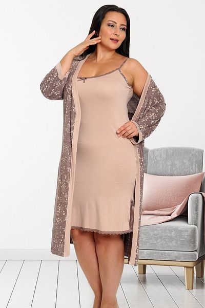 Bella Linda Plus Size Women's Nightgown Set with Dressing Gown