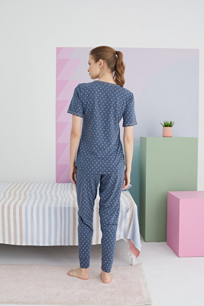 Siyah İnci Colorful Cotton Knitted Pajama Set