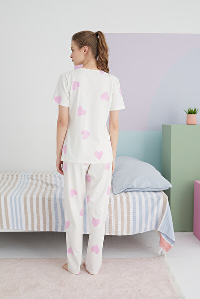 Siyah İnci Colorful Cotton Knitted Pajama Set