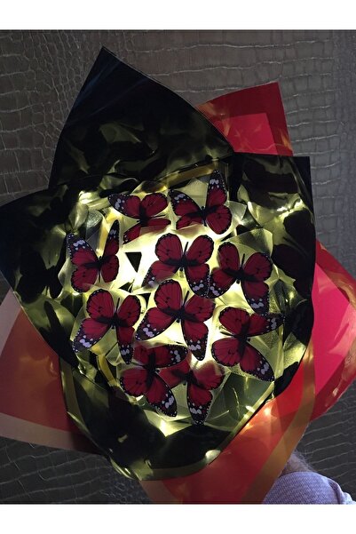 Genel Markalar LED IŞIKLI KIRMIZI KELEBEK ÇİÇEK BUKETİ