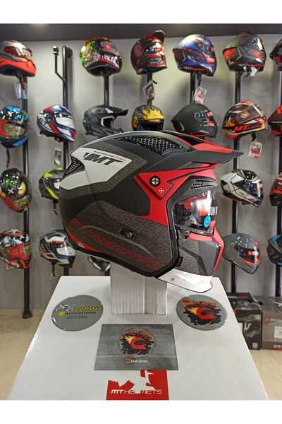 MT Helmets Street Fighter Totem B15 Mat İnci Kırmızı Modüler Çene Kask