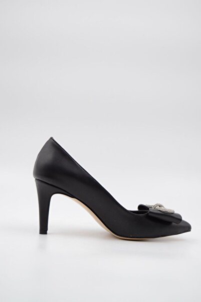 Sister in Love Sofia Siyah Cilt Taş Kurdele Detaylı Topuklu Kadın Stiletto