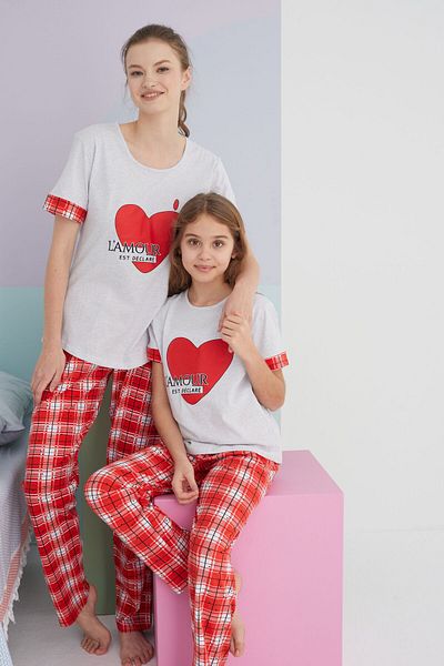 Siyah İnci Colorful Cotton Knitted Pajama Set