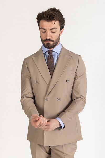 AEK FIORE Cream Men's Suit - Plain Cut
