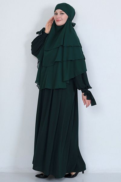 MARQUANT Φόρεμα με μανίκια με κορδόνια και σετ Hijab Hijab 3 επιπέδων