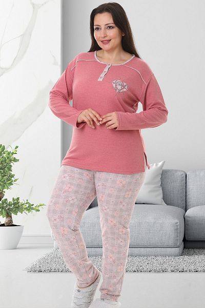 Bella Linda Cotton Jacquard Plus Size Women's Pajama Set