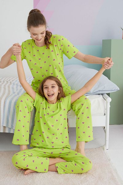Siyah İnci Colorful Cotton Knitted Pajama Set