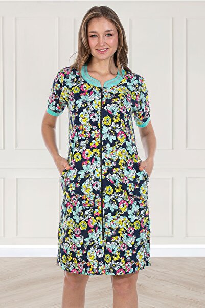 Bella Linda Rochie de cămașă de noapte pentru femei cu buzunare cu fermoar