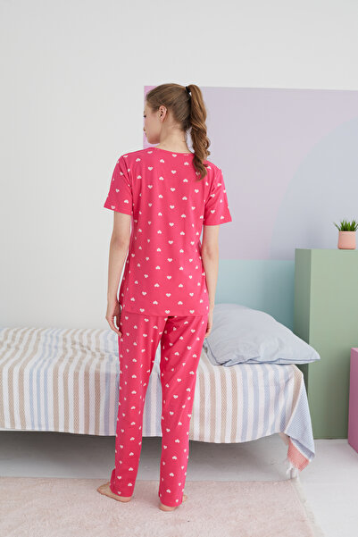 Siyah İnci çok renkli Pamuklu Örme Pijama Takım