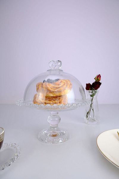 Digithome Round Cake Jar and Cake Presentation Stand - With Glass Stand and Glass Lid, Standing SUR-30 C320.049