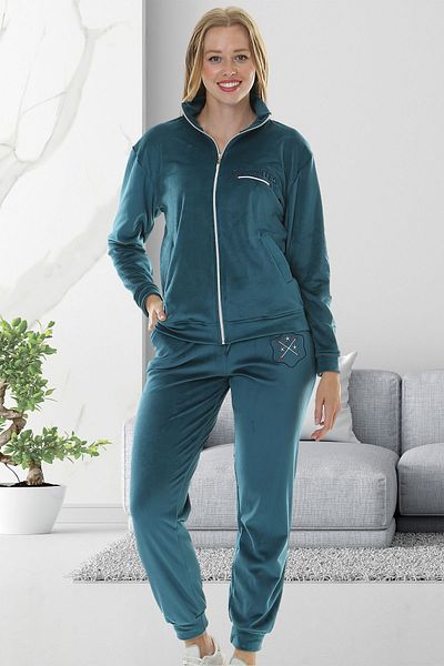 Bella Linda Σετ γυναικεία αθλητική φόρμα Soft Velvet Embroidered