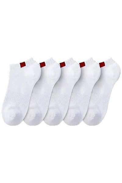 Bhk butik Unisex Σετ με 5 Αθλητικά Μποτάκια Κάλτσες - Καουτσούκ Κόκκινο Τετράγωνο