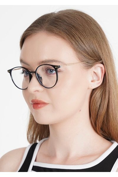 LOOKUP Evan Blue - Light Protected, Anti Blue Light Glasses, Changeable Glasses and Oval Frame