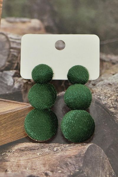 AKIN AKSESUAR HEDİYELİK Velvet Earrings - Triple Button Model, Dangle