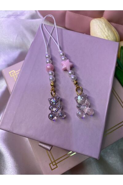 TATLIŞ 1 ADET Mini ayıcıklı el yapımı telefon süsü , telefon charmı