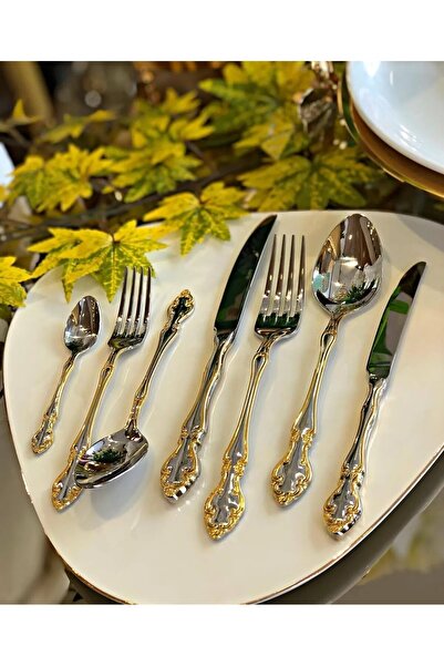 Nehir 72 Piece Adriana Plain Gold Cardboard Boxed Cutlery Set