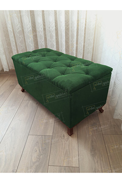 aldagelsin Lüks Sandıklı Kapitoneli Ayakucu Puf Bench 110 cm Ceviz Ayak