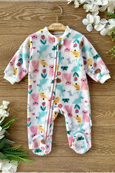 PATSAN Fleece Baby Girl Baby Sleeping Bag with Booties Flower Rabbit
