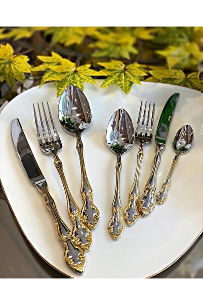 Nehir 72 Piece Adriana Plain Gold Cardboard Boxed Cutlery Set