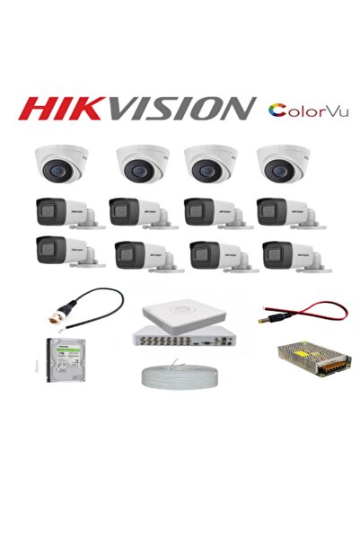 Hikvision 12 Adet Gece Renkli Güvenlik Kamerası Seti - HEDİYELİ