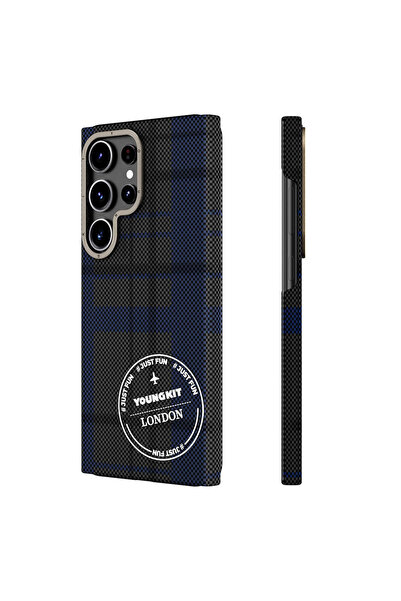 Youngkit Galaxy S24 Ultra Uyumlu Kılıf Ekose Desenli Youngkit Gezhi Serisi Ka...