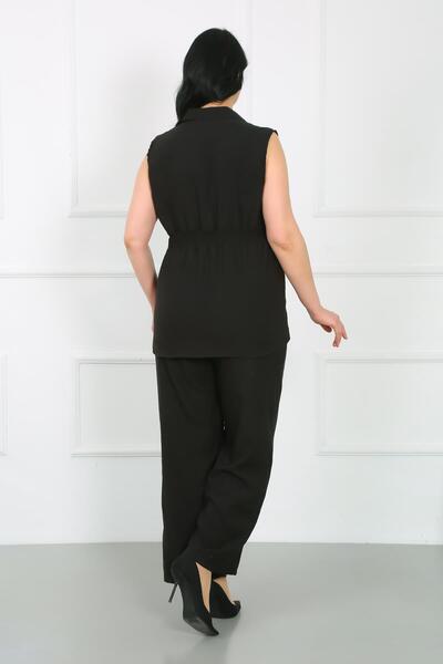 By Alba Collection Plus Size Black Vest and Trousers Set