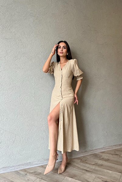 Seda Yalçın Atelier Polka Dot Mink Dress - Back Waist and Sleeve Gip