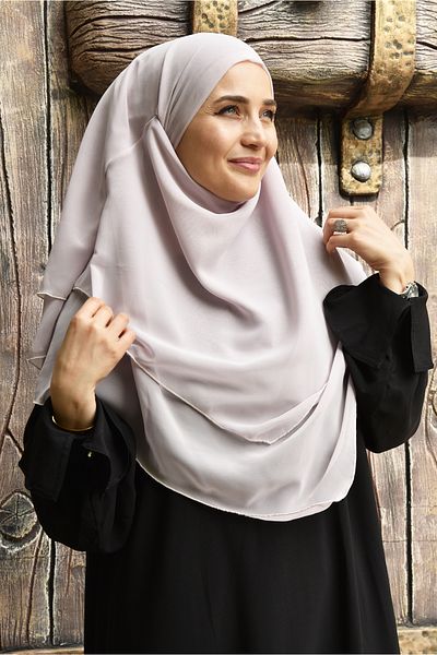 Ns nowascarf Medium Size Three Layer Chiffon Shawl with Souffle Veil - Sand Beige