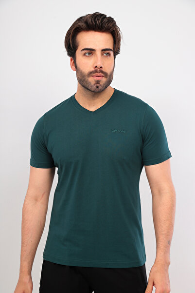 FORE SPORT Men's V-Neck Green Black T-Shirt and Shorts - Pocket Zippered Bottom Top Set