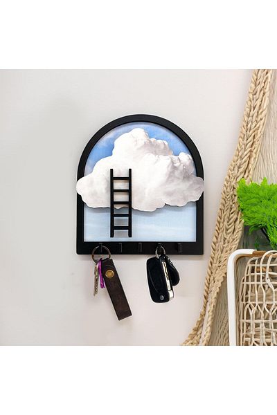 CajuArt Cloud Embossed Design Wall Keychain - Ladder Theme Hanger Decor