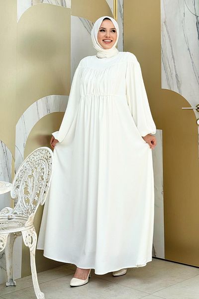 Bym Fashion Ecru 6016 Model Heart Robe Dress